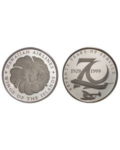 1999 HAWAIIAN AIRLINES 70TH ANNIVERSARY SILVER PROOF