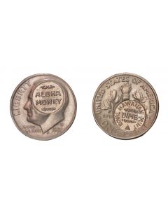 1993 U.S. DIME COUNTER STAMPED WITH "ALOHA MONEY"