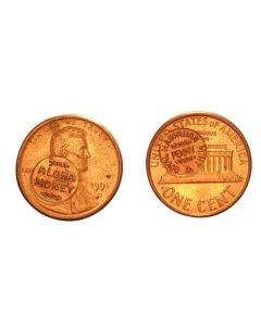 1993 U.S. CENT COUNTER STAMPED WITH "ALOHA MONEY"